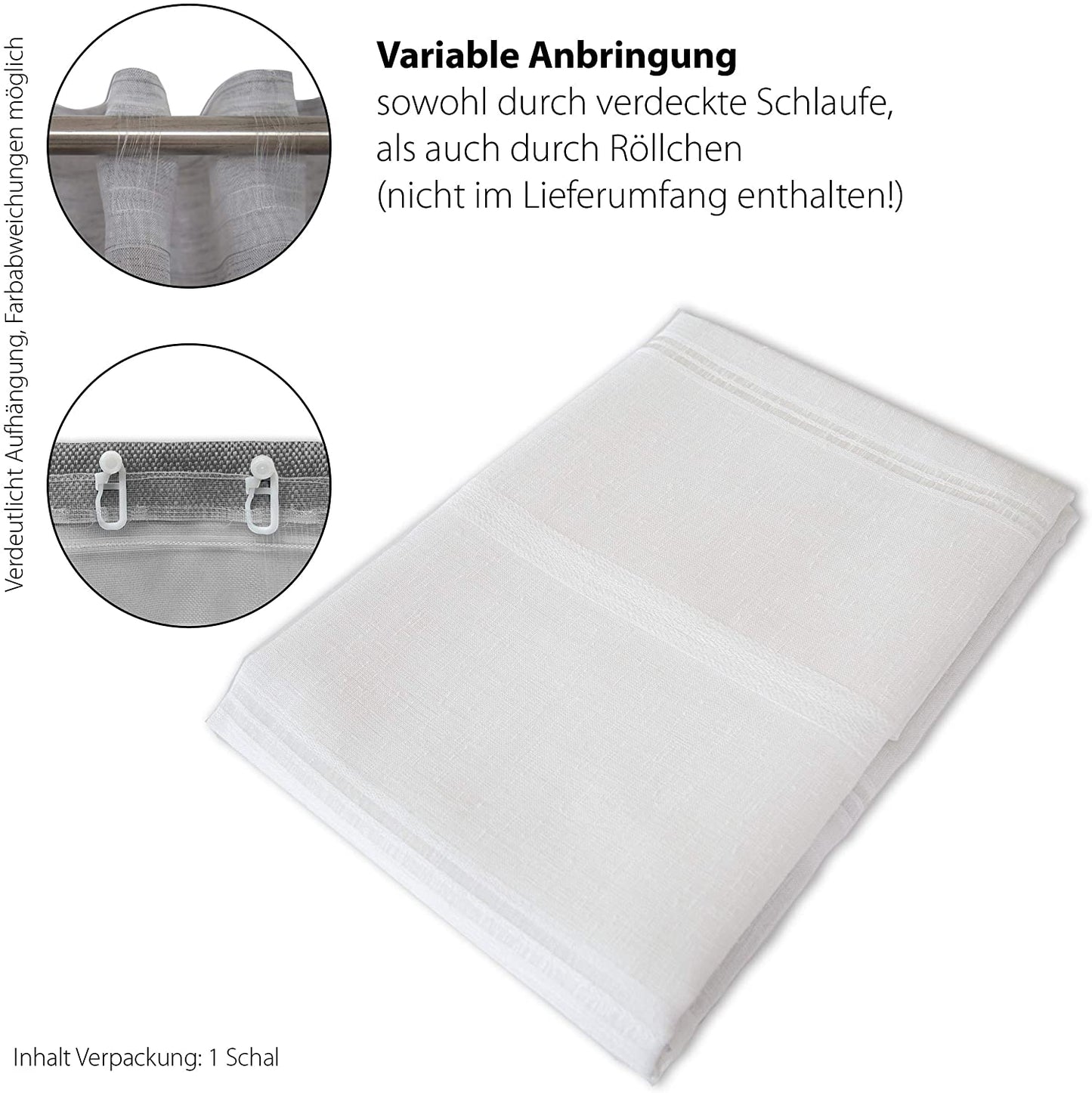 Homing Schlaufenschal verdeckt Linus 140x245 Vorhang Wohnzimmer transparent weiß