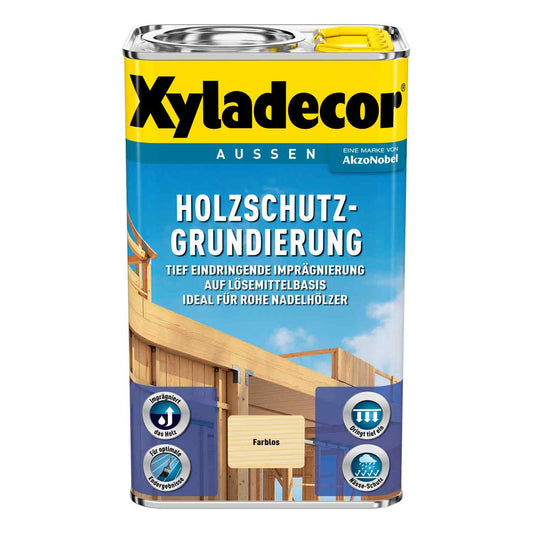 Xyladecor Holzschutz Grundierung 5L Holzschutzmittel Holzanstrich Schutzlasur