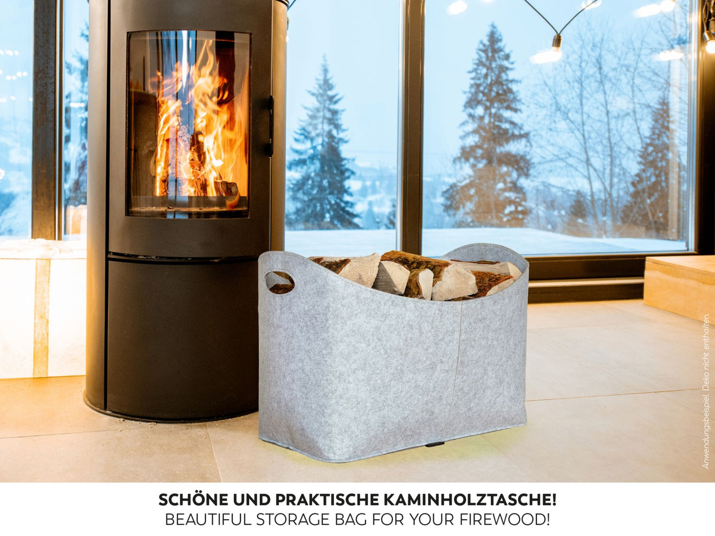 RUBBERNECK premium Filz Kaminholztasche XL hellgrau Tasche Holz Kaminholz