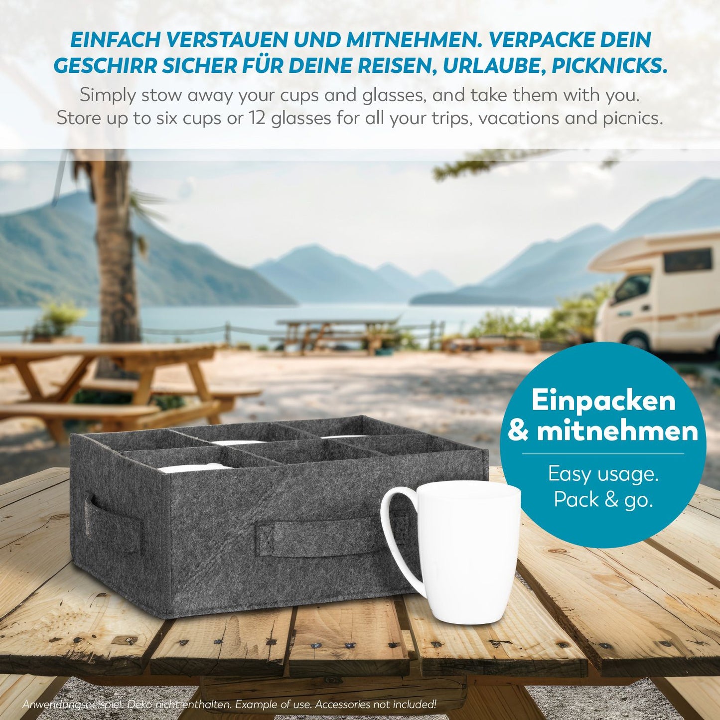 Filz Tassenhalter 6-12 Becher Gläser Tassen Aufbewahrung Becherhalter Camping