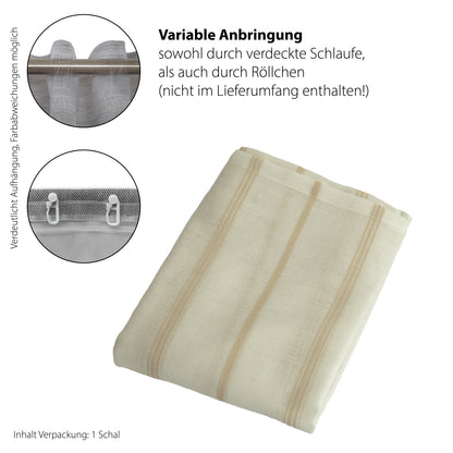 Homing Verdeckter Schlaufenschal 140x245cm creme Vorhang Wohnzimmer Schlafzimmer