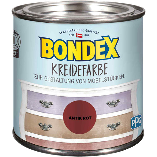 Bondex Kreidefarbe Antik Rot 0,5l Shabby Chic Holz Möbel Lack Farbe Antiklook