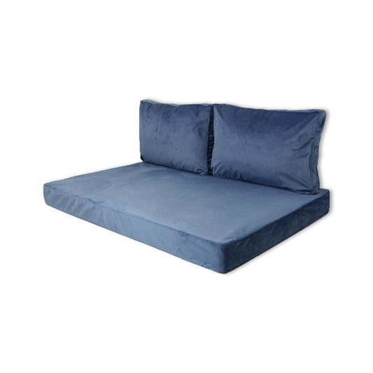 Palettenkissen 120x80 cm Blau / Safier Blue | Outdoor Velvet Stoff