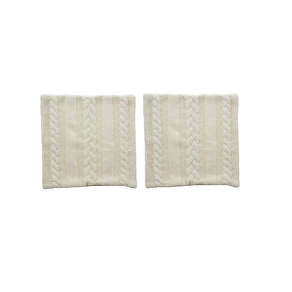 2x Kissenbezug 45x45 Kissenhülle Dekokissen Kissen Bezug Strickmuster beige Deko
