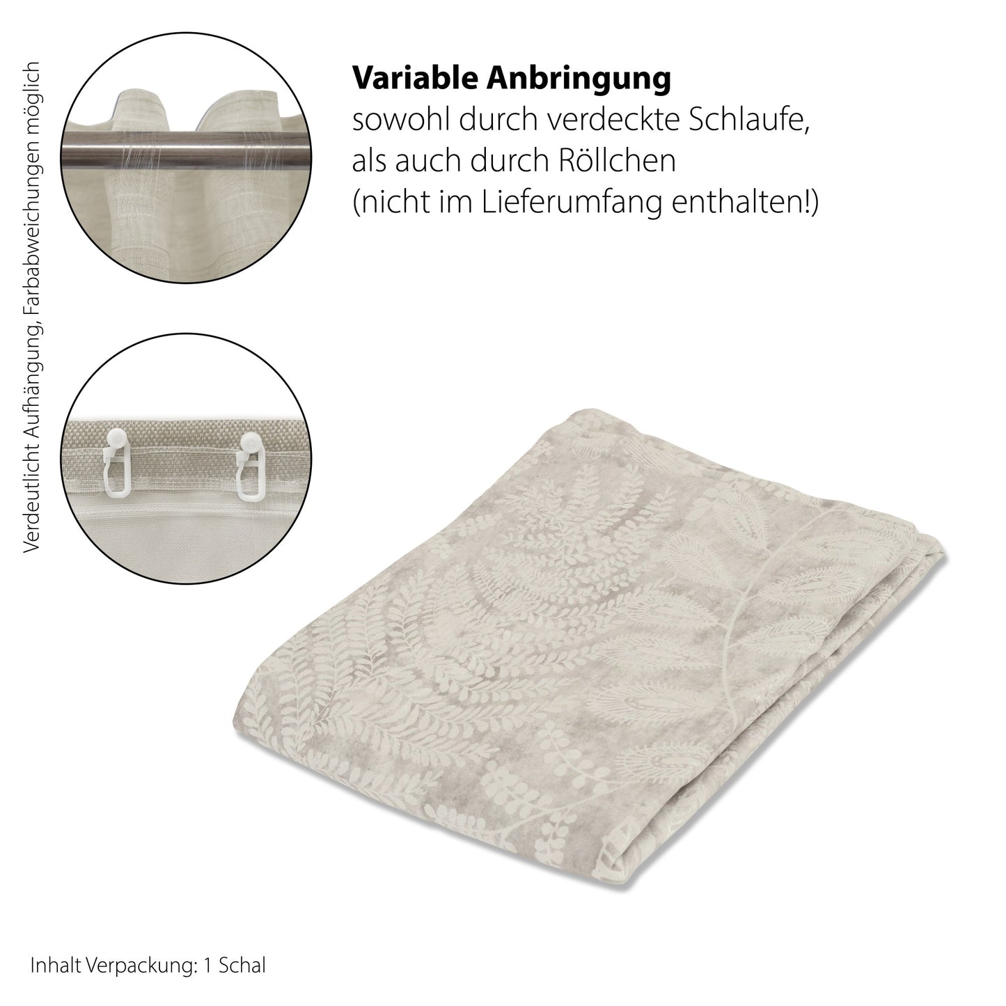 Schlaufenvorhang Tano grau 140x245 Vorhang Wohnzimmer Schlafzimmer Kinderzimmer