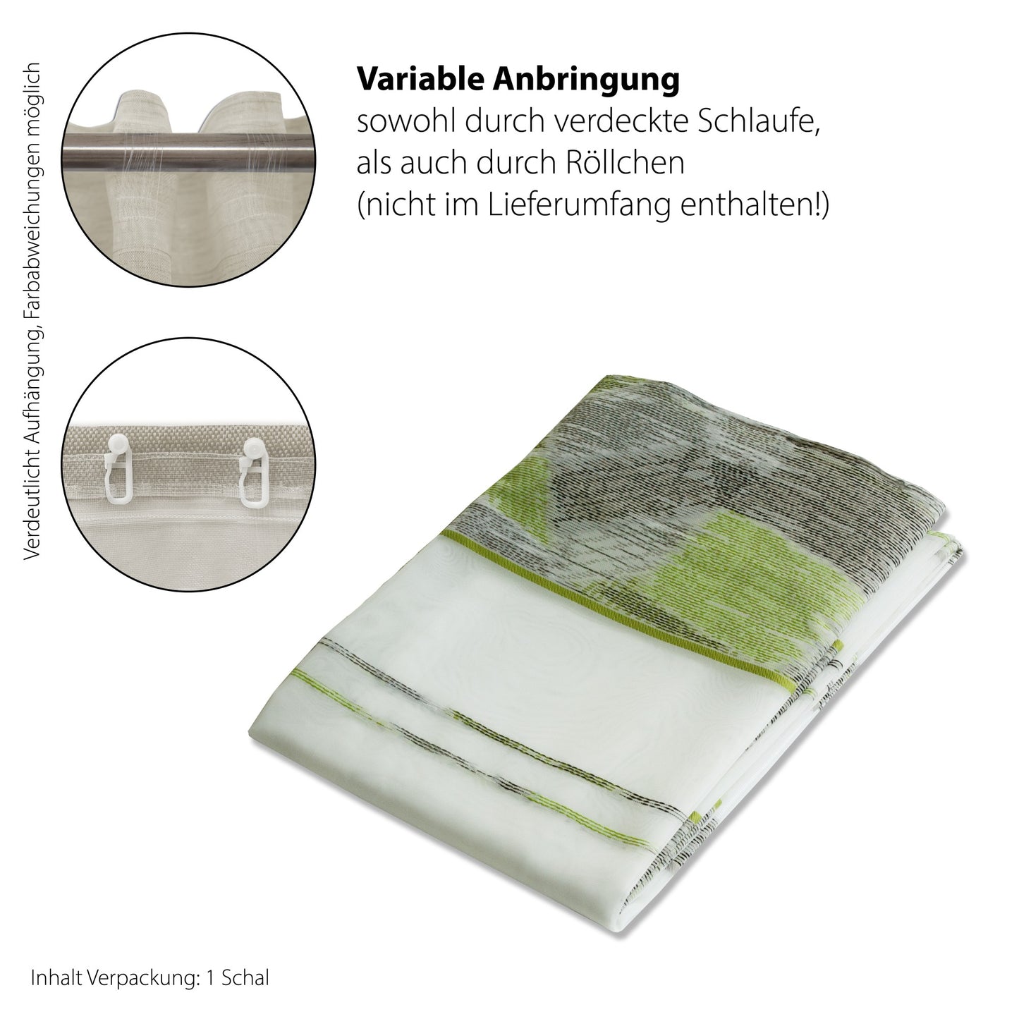 Schlaufen Vorhang Florim grün 140x245 Wohnzimmer Schlafzimmer Kinderzimmer Deko