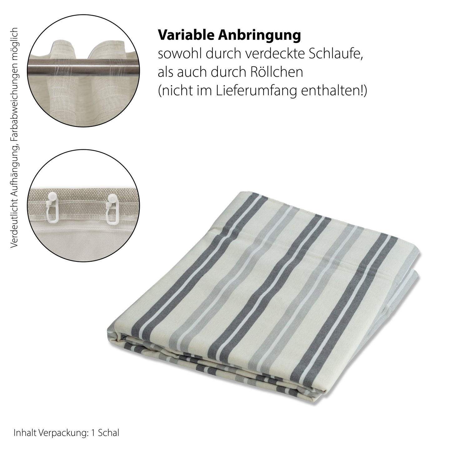 Schlaufenvorhang Adwin grau 140x245 Vorhang Wohnzimmer Schlafzimmer Kinderzimmer