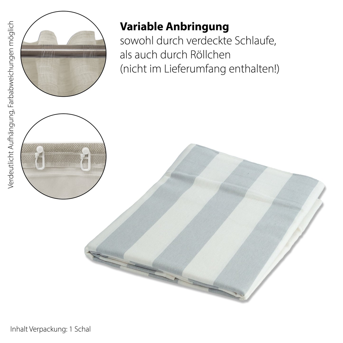 Schlaufenvorhang Abel grau 140x245 Vorhang Wohnzimmer Schlafzimmer Kinderzimmer