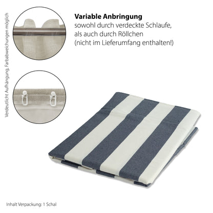 Schlaufenvorhang Abel blau 140x245 Vorhang Wohnzimmer Schlafzimmer Kinderzimmer