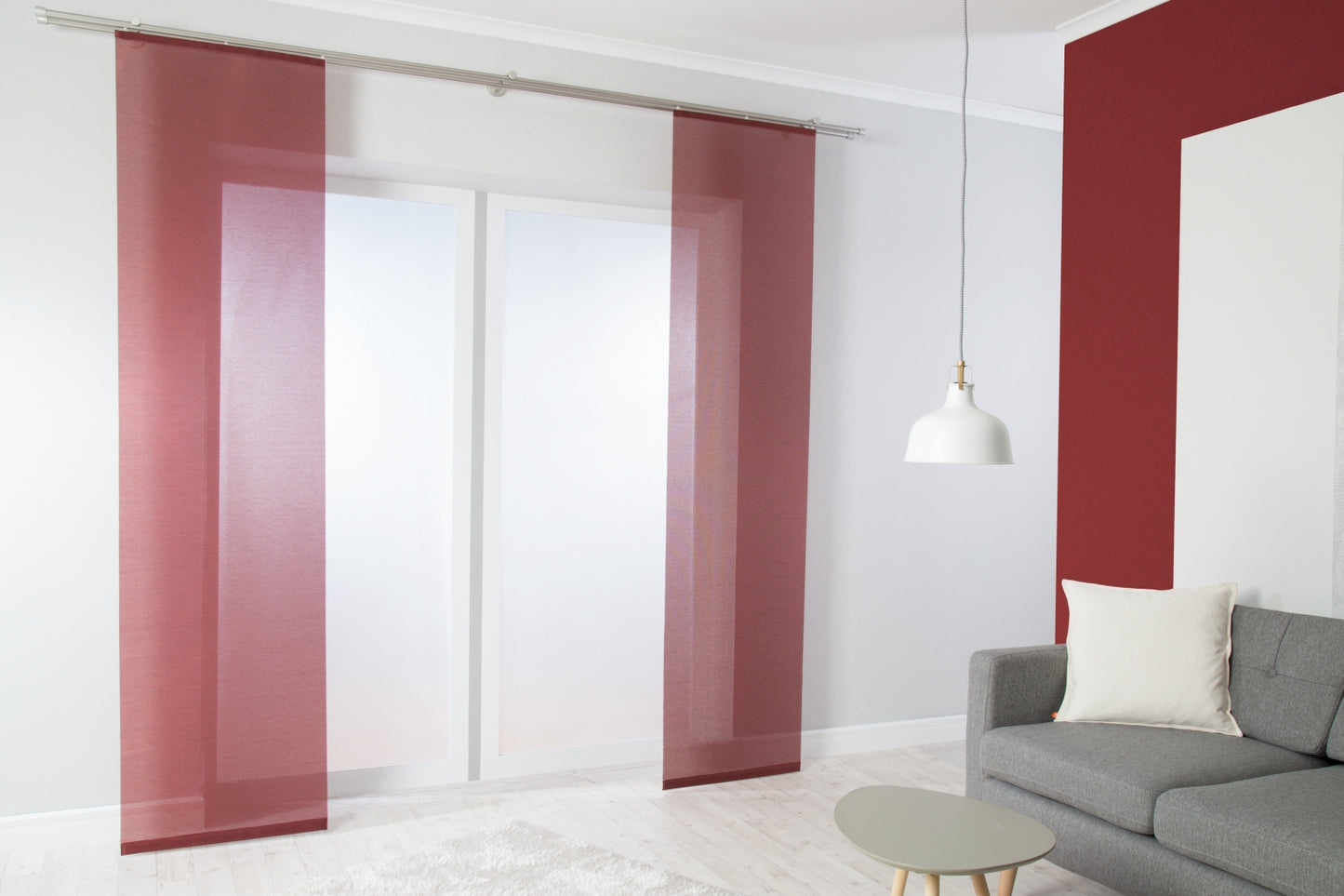 Homing Flächenvorhang Manhatten 60x245cm rot Vorhang Wohnzimmer Schlafzimmer