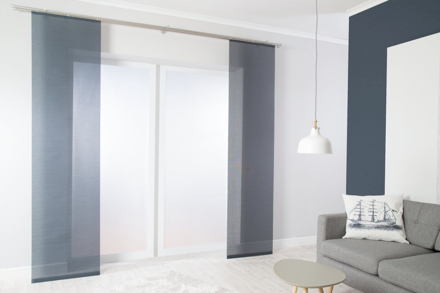 Homing Flächenvorhang Manhatten 60x245cm blau Vorhang Wohnzimmer Schlafzimmer