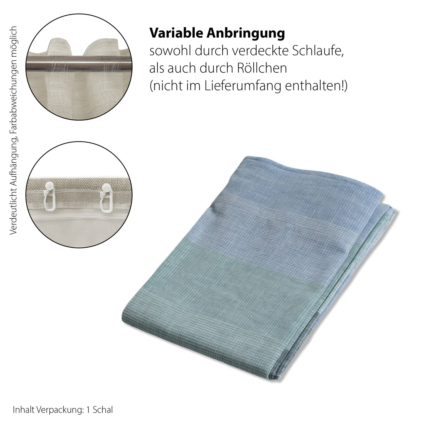 Schlaufen Vorhang Daniko blau 140x245 Wohnzimmer Schlafzimmer Kinderzimmer Deko