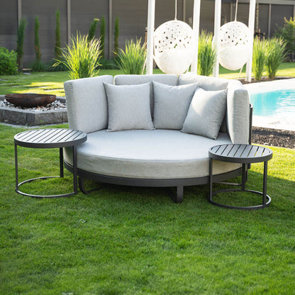 Outdoor Daybed Ø 170cm Sonneninsel Sonnenliege Gartenliege Gartenliege grau