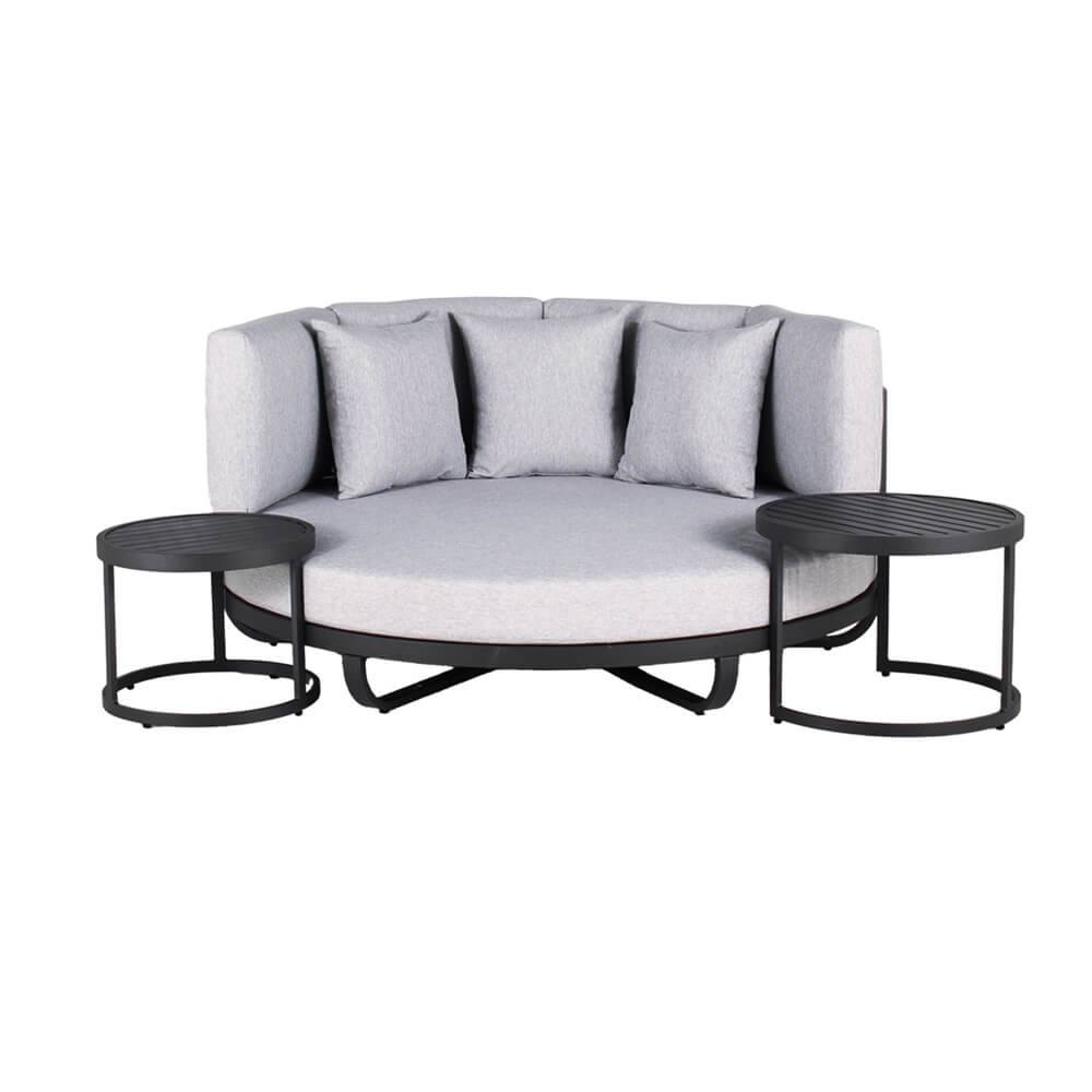 Outdoor Daybed Ø 170cm Sonneninsel Sonnenliege Gartenliege Gartenliege grau