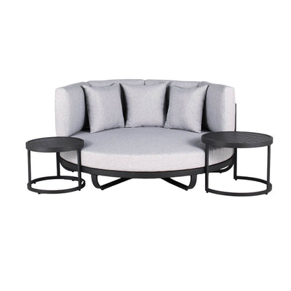 Outdoor Daybed Ø 170cm Sonneninsel Sonnenliege Gartenliege Gartenliege grau