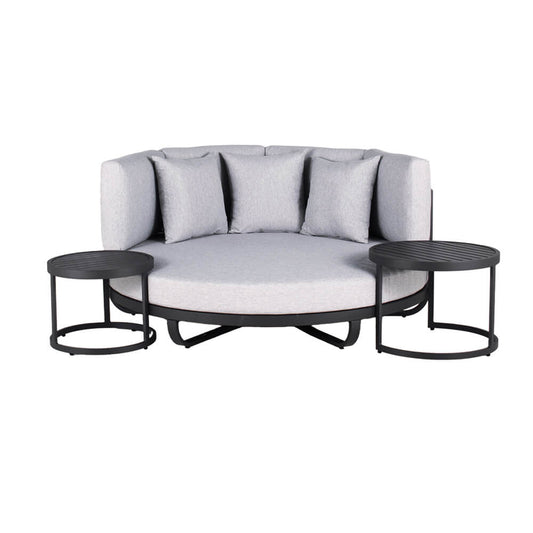 Outdoor Daybed Ø 170cm Sonneninsel Sonnenliege Gartenliege Gartenliege grau