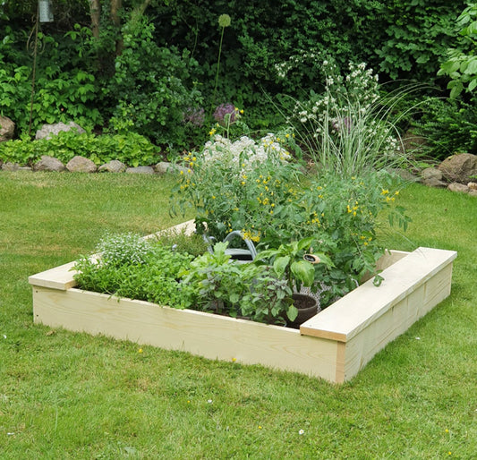 Kräuterbeet Hochbeet 130x130 cm Holz Natur Gemüsebeet Blumenbeet Pflanzen