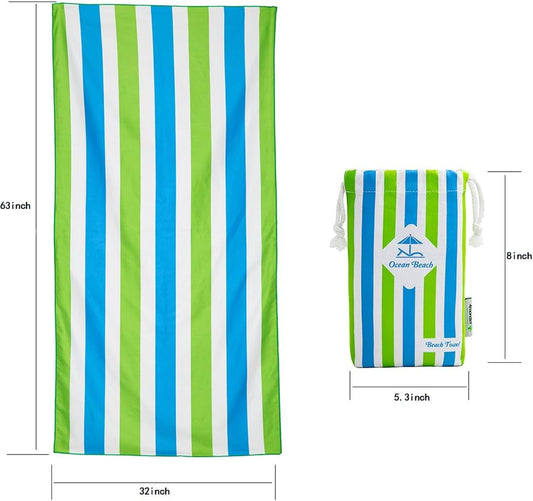 4Monster Strand Handtuch Streifen bunt Mikrofaser 160x80 Reisehandtuch Sport