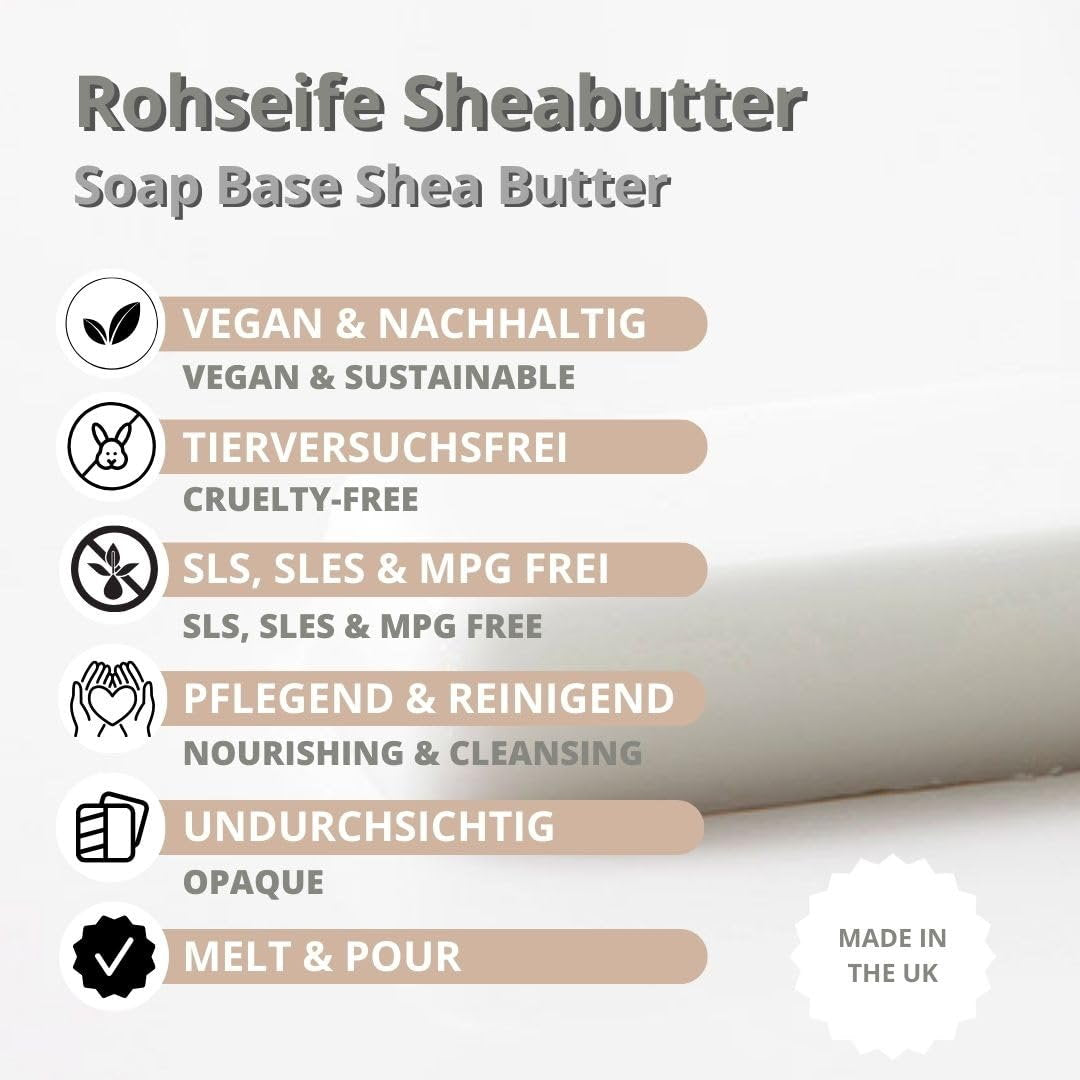 Rohseife Sheabutter Seifenbasis 1kg Seifenherstellung transparent Seife Basis