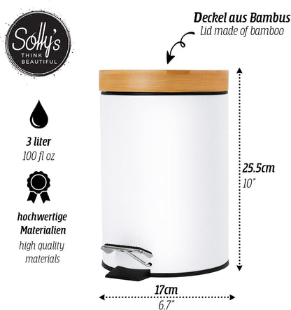 Skanfriends Kosmetikeimer 3 Liter schwarz Badezimmer Abfalleimer Absenkautomatik