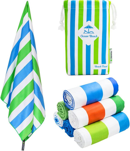 4Monster Strand Handtuch Streifen bunt Mikrofaser 160x80 Reisehandtuch Sport