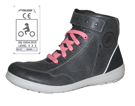 Falco Alena Damen Motorradstiefel Kurzstiefel Stiefeletten Schuhe Sneaker Grau