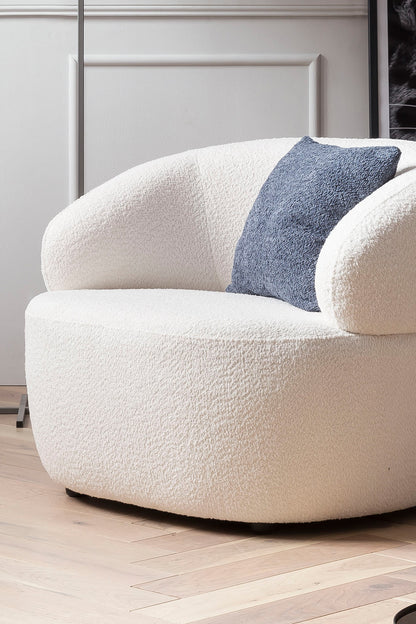 Sessel Bouclé Stoff Weiß Relaxsessel Polstersessel Ohrensessel Loungesessel