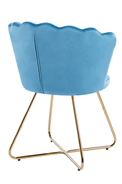 Muschelstuhl Samt 2er Set Blau Polsterstuhl Esszimmerstuhl Küche Stuhl Stühle