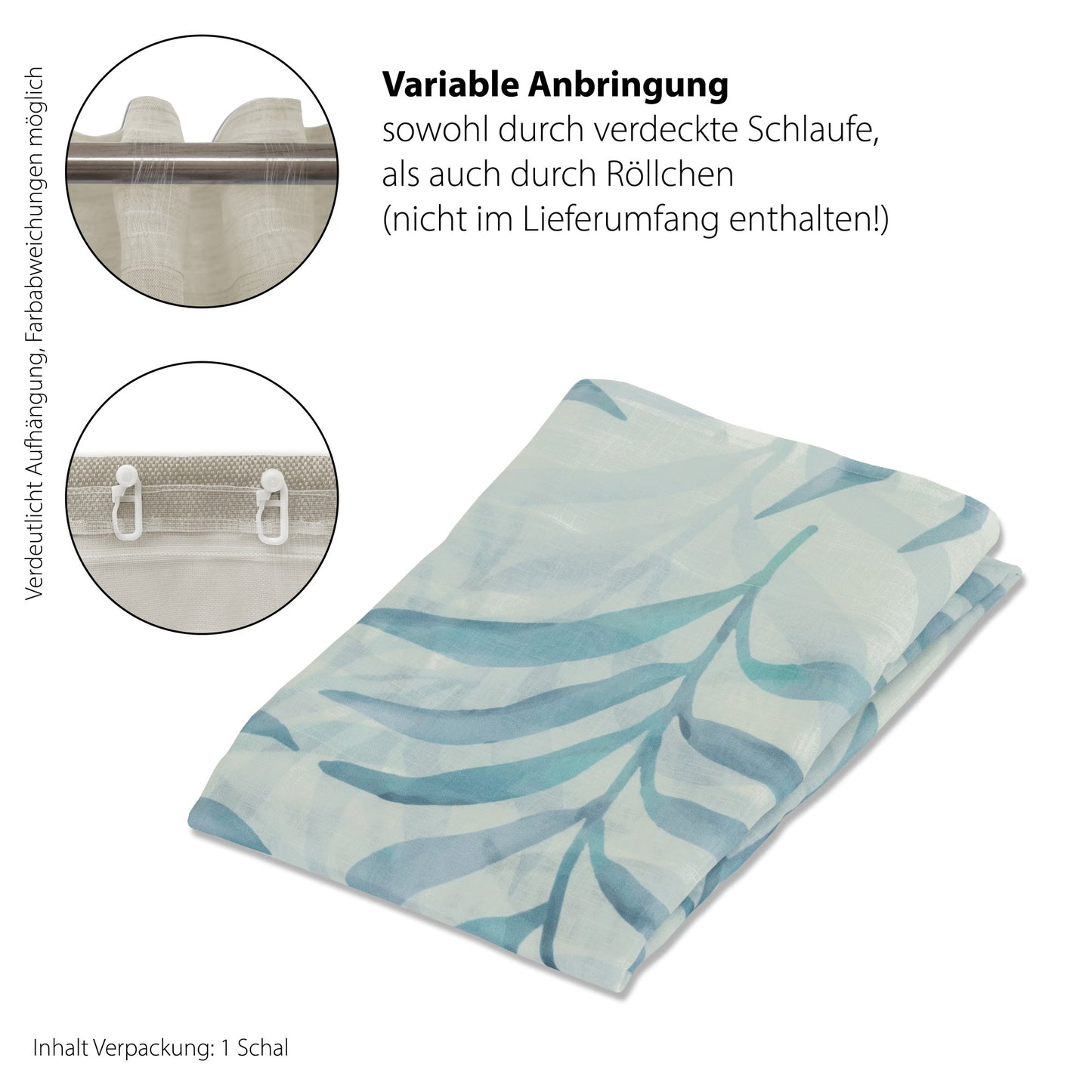 Schlaufenvorhang Soma blau 140x245 Vorhang Wohnzimmer Schlafzimmer Kinderzimmer