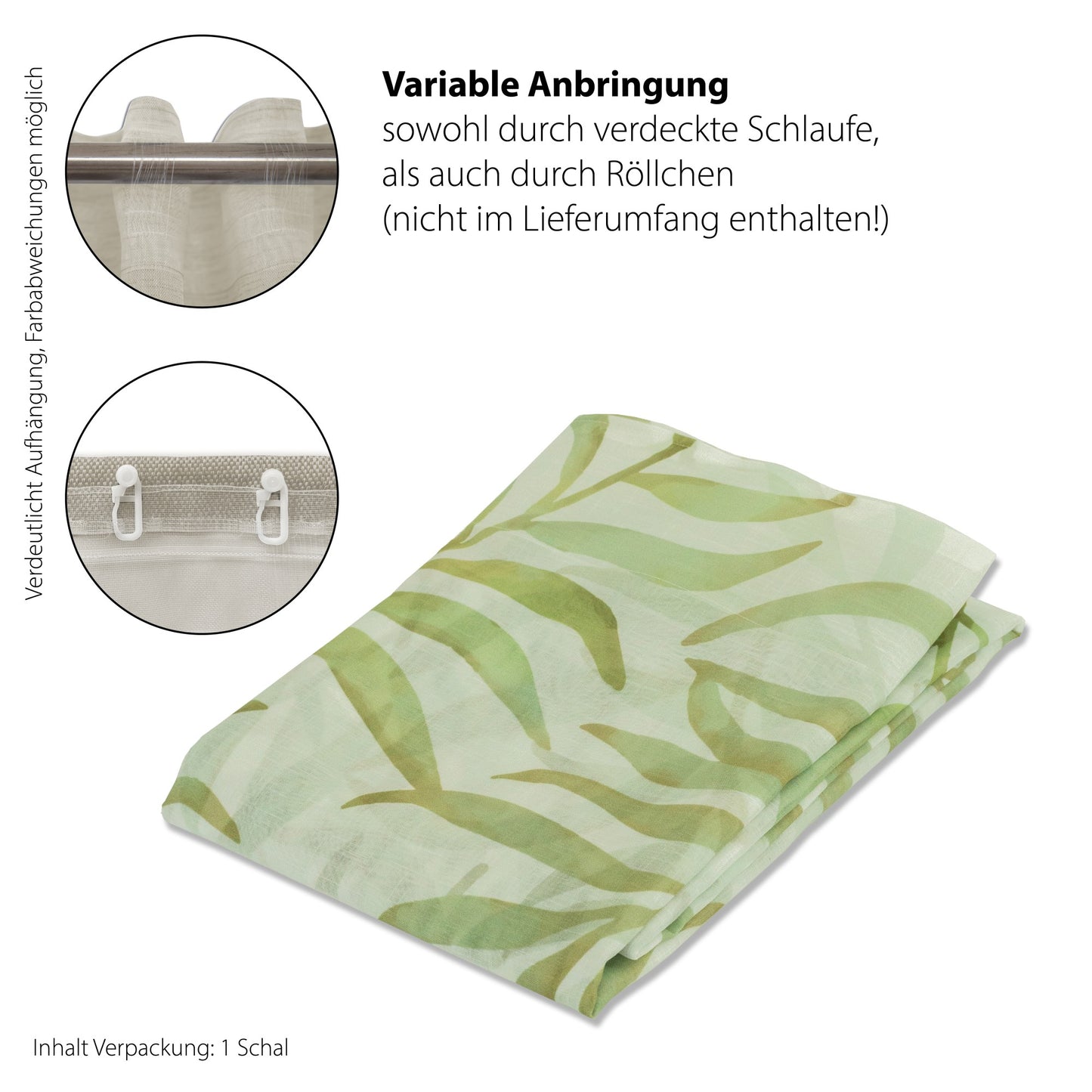 Schlaufenvorhang Soma grün 140x245 Vorhang Wohnzimmer Schlafzimmer Kinderzimmer