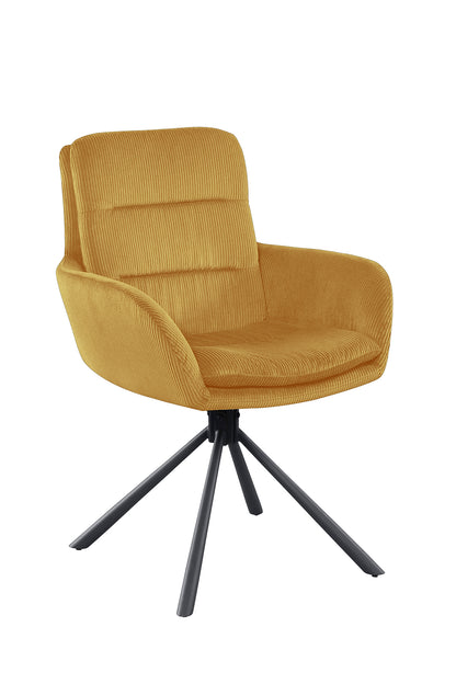 Armlehnstuhl Cord Optik gold Esszimmerstuhl Polsterstuhl Wohnzimmer Küche Stuhl