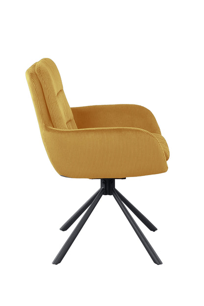 Armlehnstuhl Cord Optik gold Esszimmerstuhl Polsterstuhl Wohnzimmer Küche Stuhl