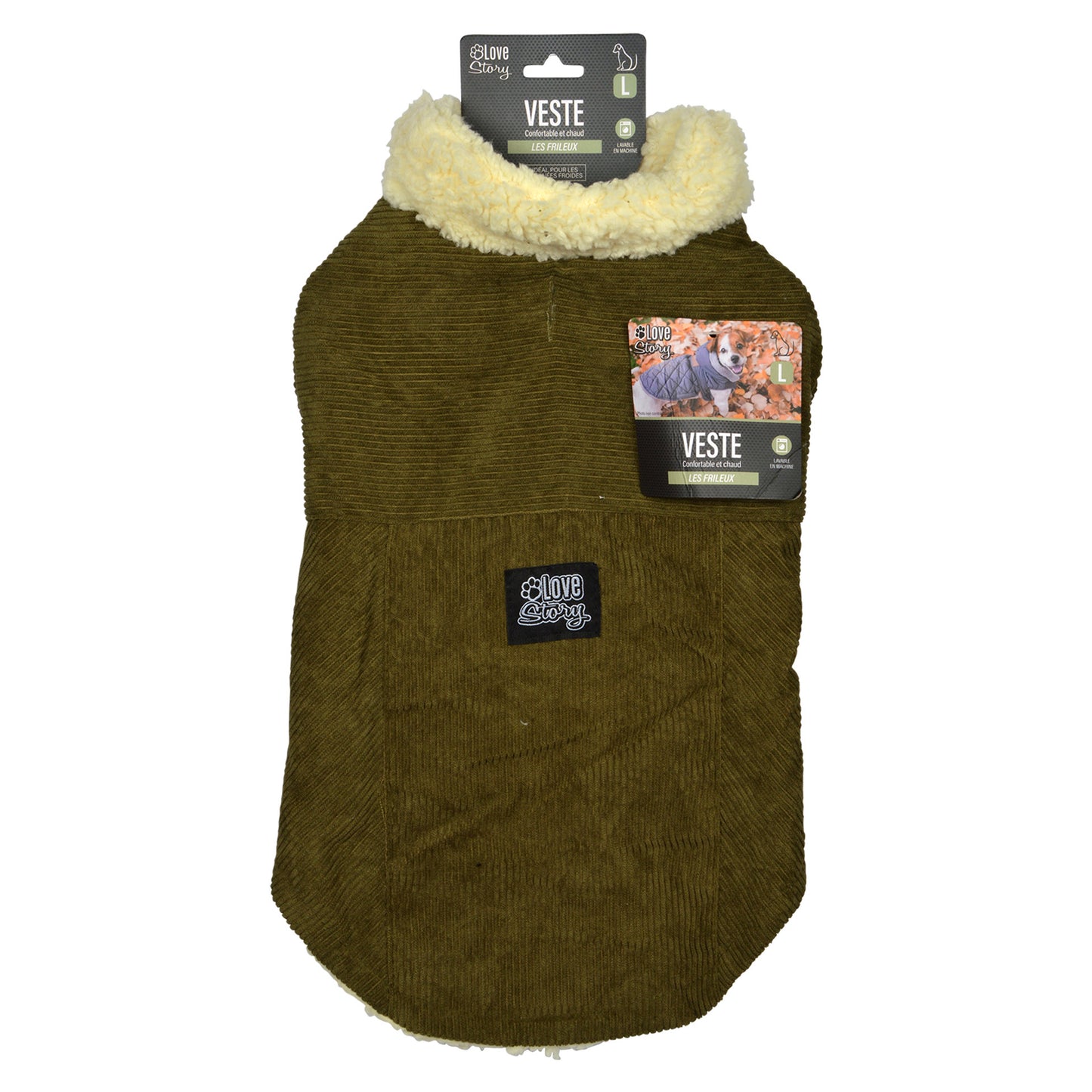 Hunde Mantel Cord Winterjacke Hundemantel Hundebekleidung Fleece Jacke khaki