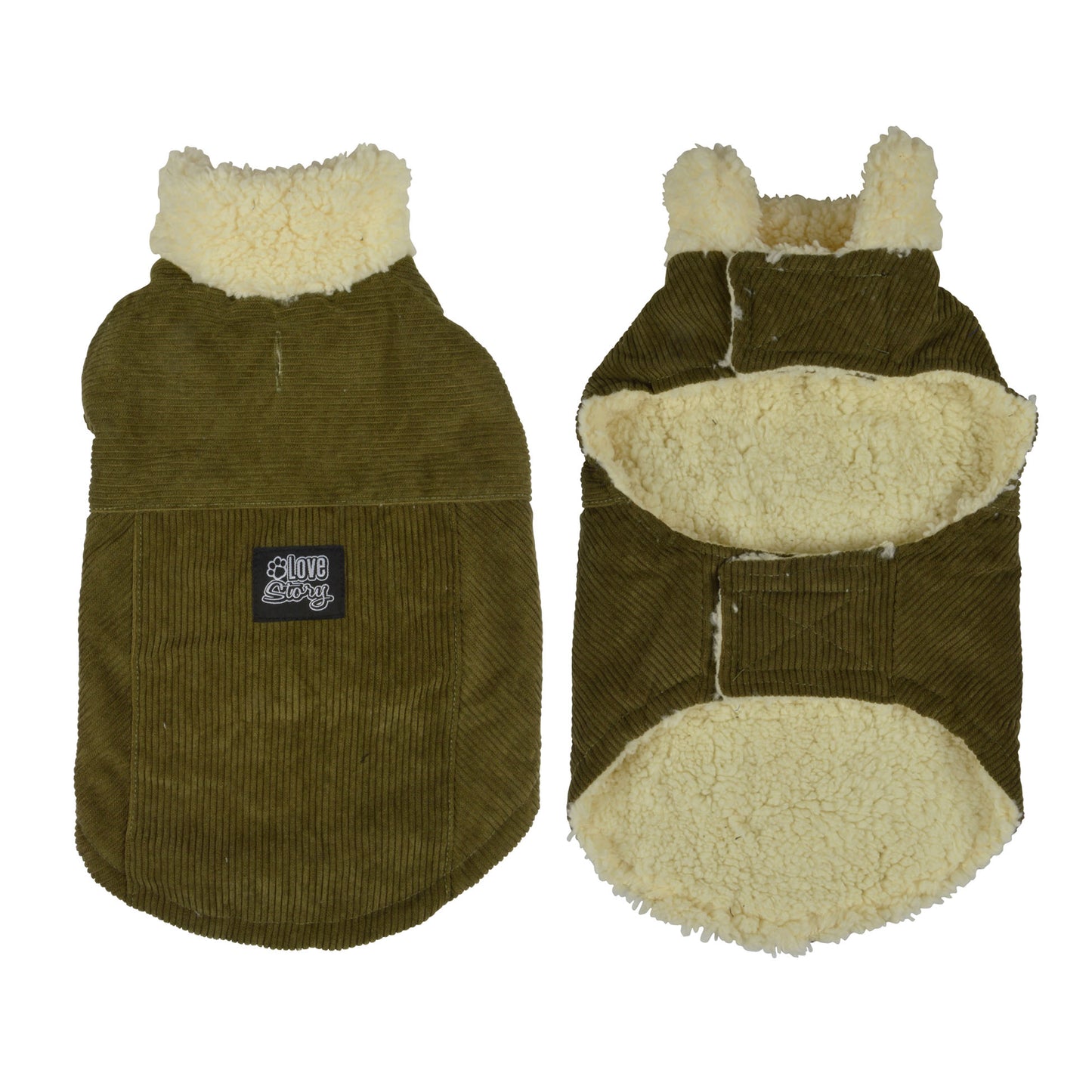Hunde Mantel Cord Winterjacke Hundemantel Hundebekleidung Fleece Jacke khaki