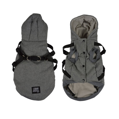 Hunde Mantel mit Gurt Winterjacke Hundemantel Hundebekleidung Mantel Jacken grau