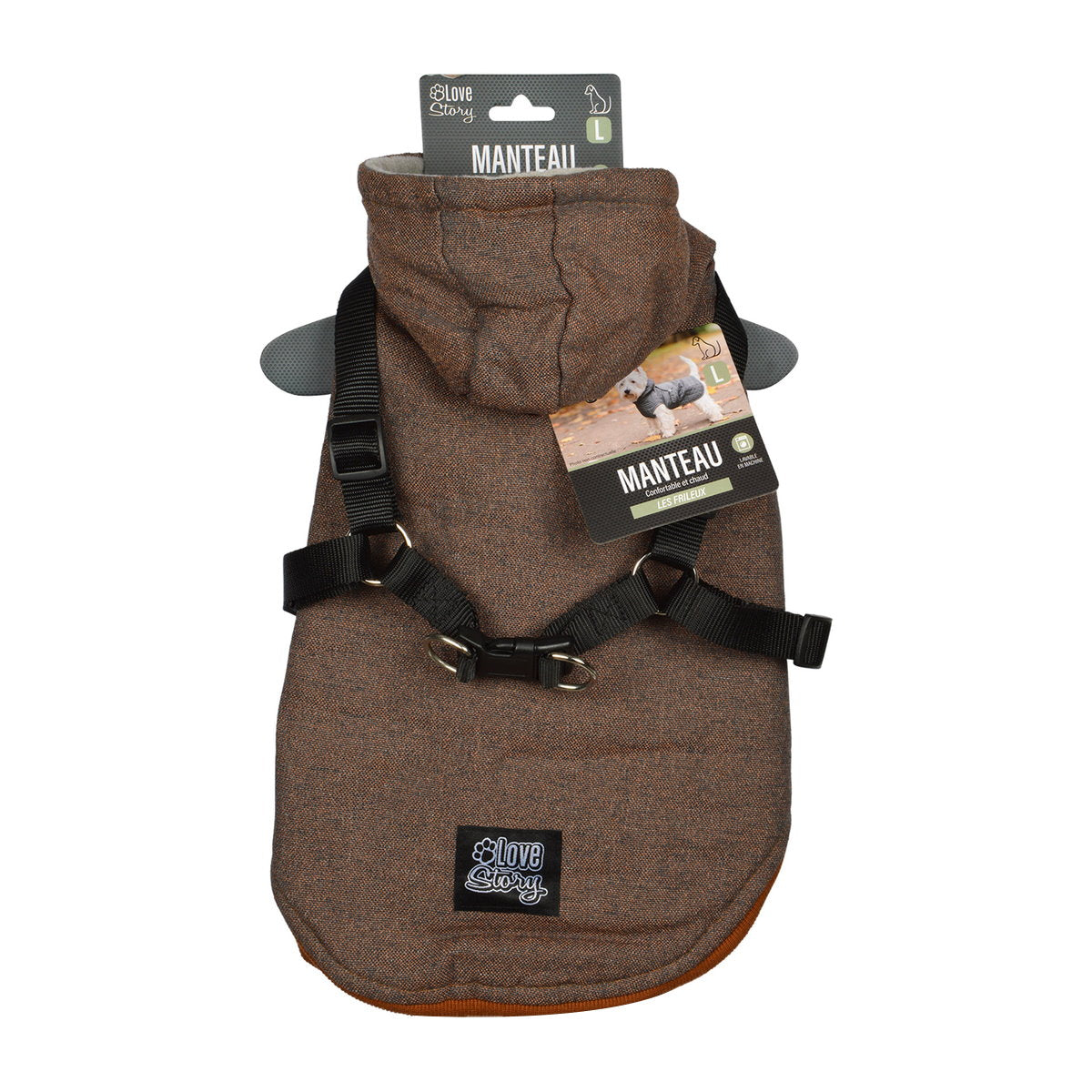 Hunde Mantel m. Gurt Winterjacke Hundemantel Hundebekleidung Mantel Jacken braun