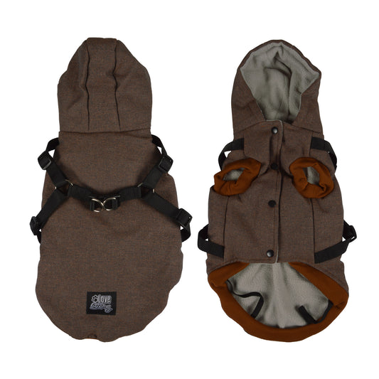 Hunde Mantel m. Gurt Winterjacke Hundemantel Hundebekleidung Mantel Jacken braun