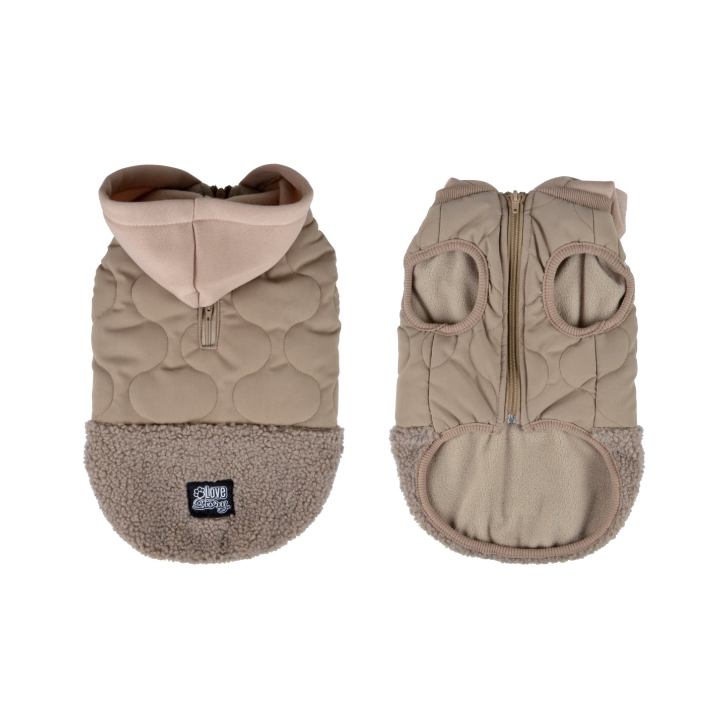 Hunde Mantel Winterjacke Hundemantel Hundebekleidung Fleecejacke Jacke beige