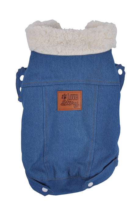 Hunde Winterjacke Jeansjacke Hundemantel Hundebekleidung Hundejacke Mantel blau