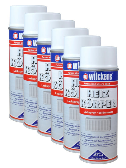 6x Heizkörper Lackspray weiß seidenmatt 400ml Heizung Spraydose Spray Lack