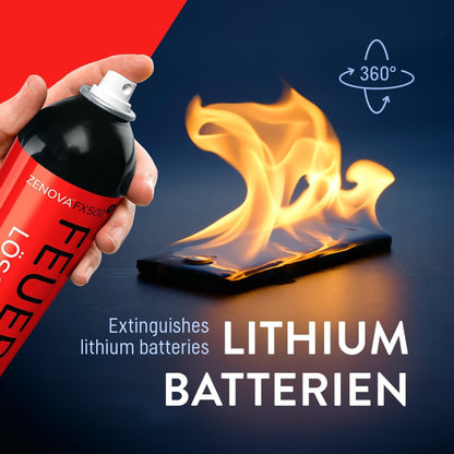 Zenova FX500 Feuerlöscher Spray 500ml Löschspray ALLE Brände Lithium Batterien