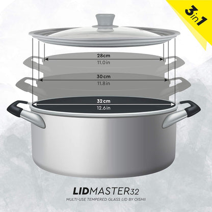 oishii Lidmaster 28/30/32 Universal Glasdeckel Topfdeckel Pfannendeckel Deckel