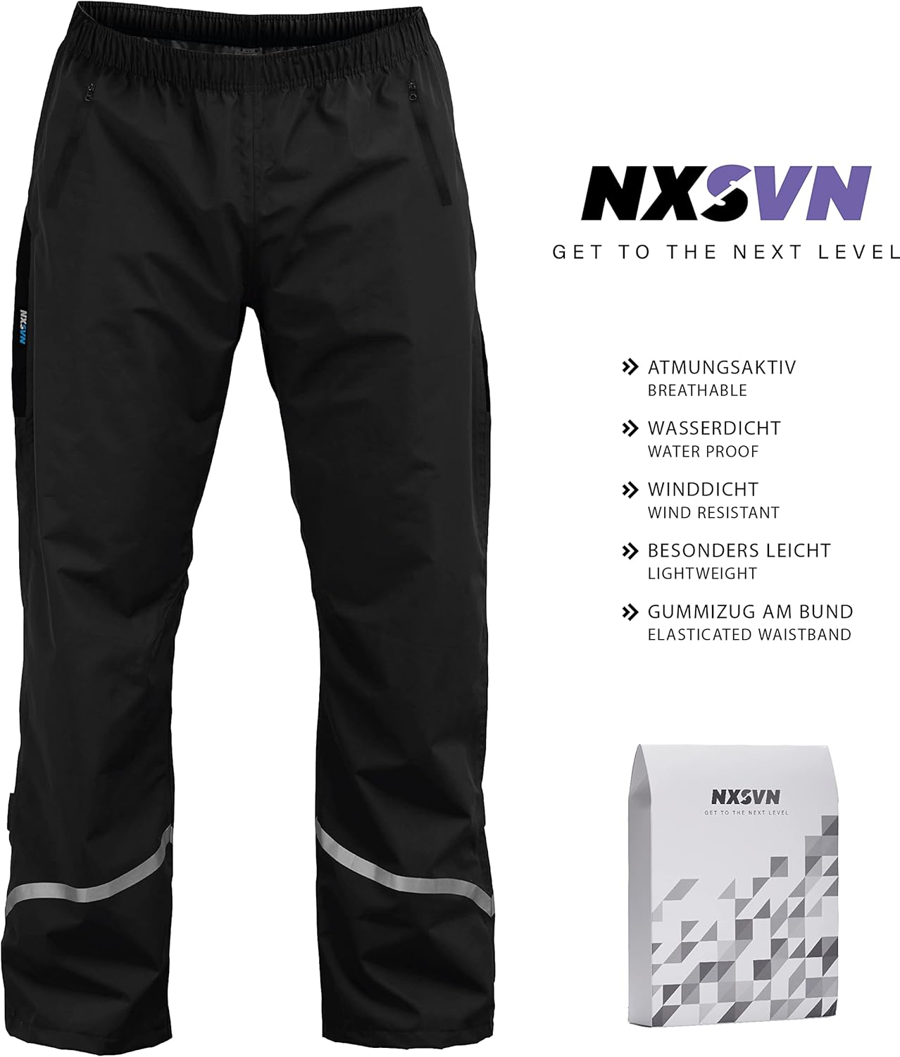 RUBBERNECK NXSVN Regenhose Unisex schwarz Gr. S Hose Damen Herren Regen