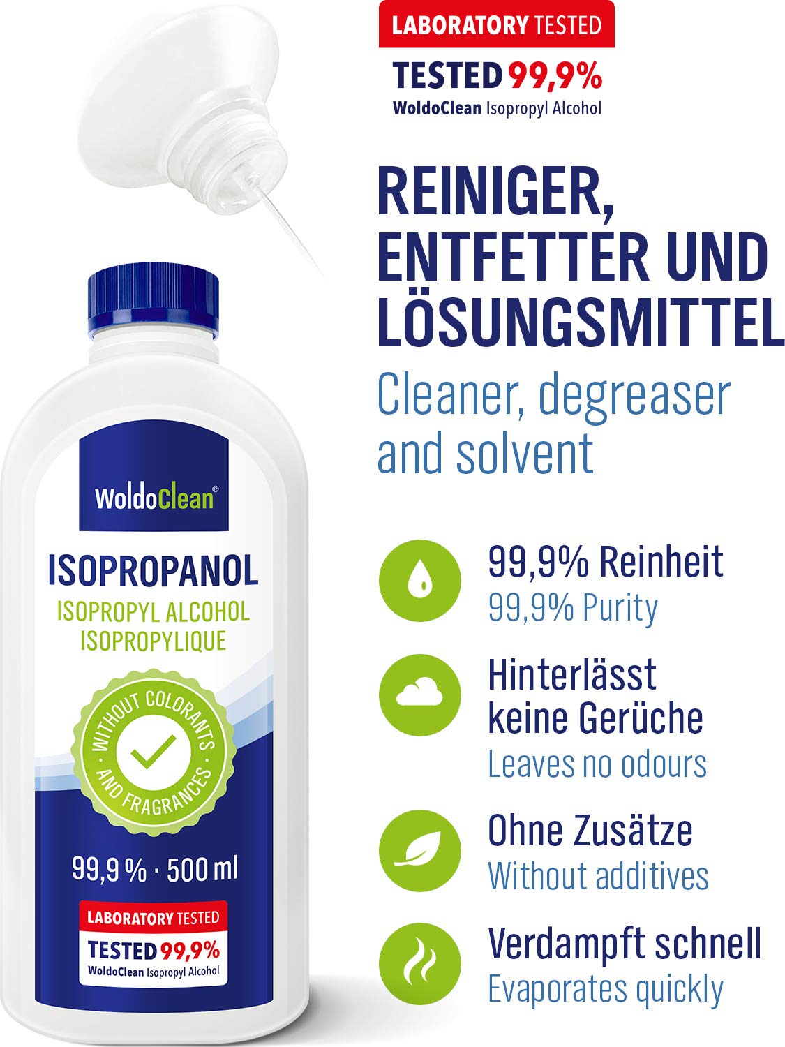 Isopropanol 99,9% Reinigungsalkohol 500ml Entfetter Alkohol Reiniger IPA