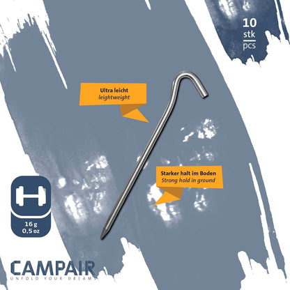 CAMPair Heringe im L-Profil 10 Stück robust stabil für Zelt Camping Outdoor