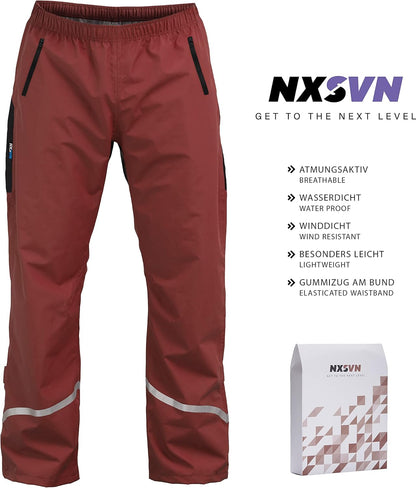 RUBBERNECK NXSVN Regenhose Unisex wasserdicht atmungsaktiv bequem rot Größe M