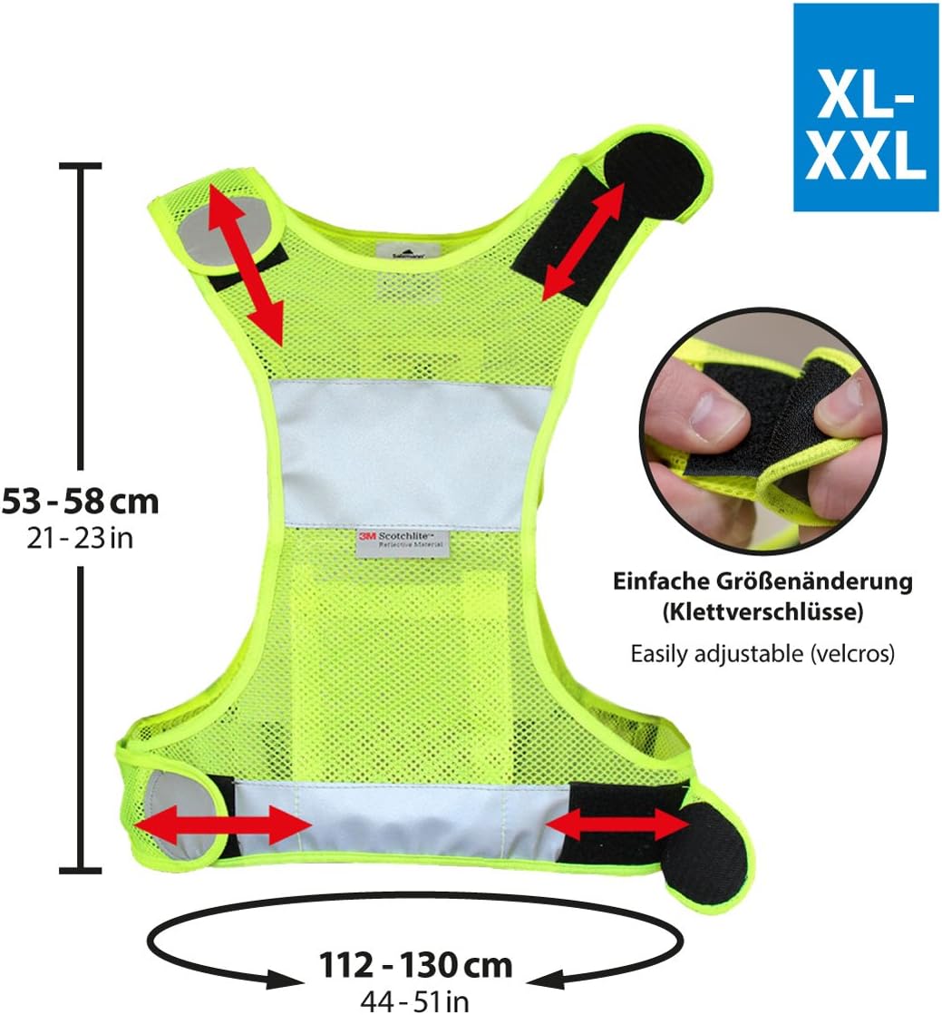 Salzmann Neon Laufweste mit LED Licht Scotchlite Reflektoren Weste Joggen Laufen
