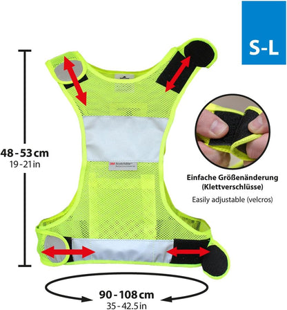 Salzmann Neon Laufweste mit LED Licht Scotchlite Reflektoren Weste Joggen Laufen