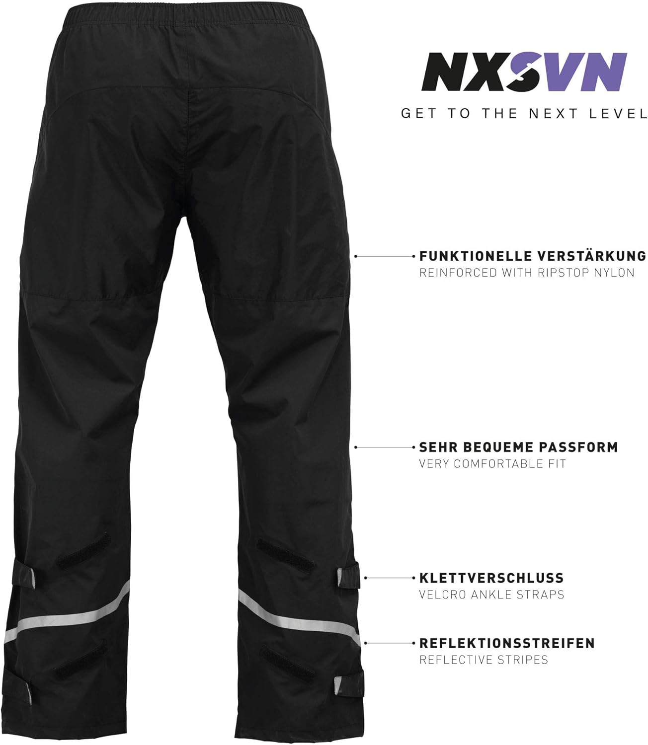 RUBBERNECK NXSVN Regenhose Unisex schwarz Gr. S Hose Damen Herren Regen