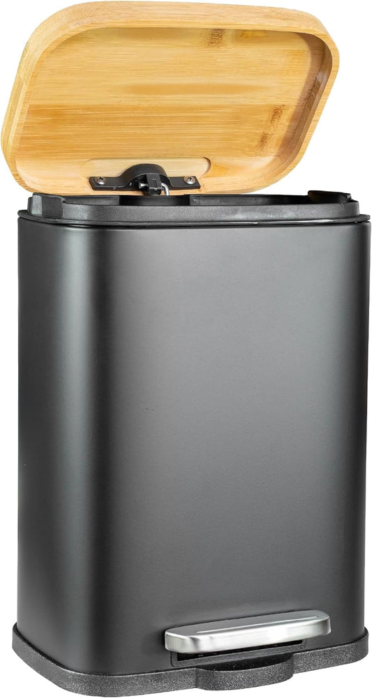 Solly's Kosmetikeimer 5 L mit Bambusdeckel Mülleimer Bad Eimer Kosmetik